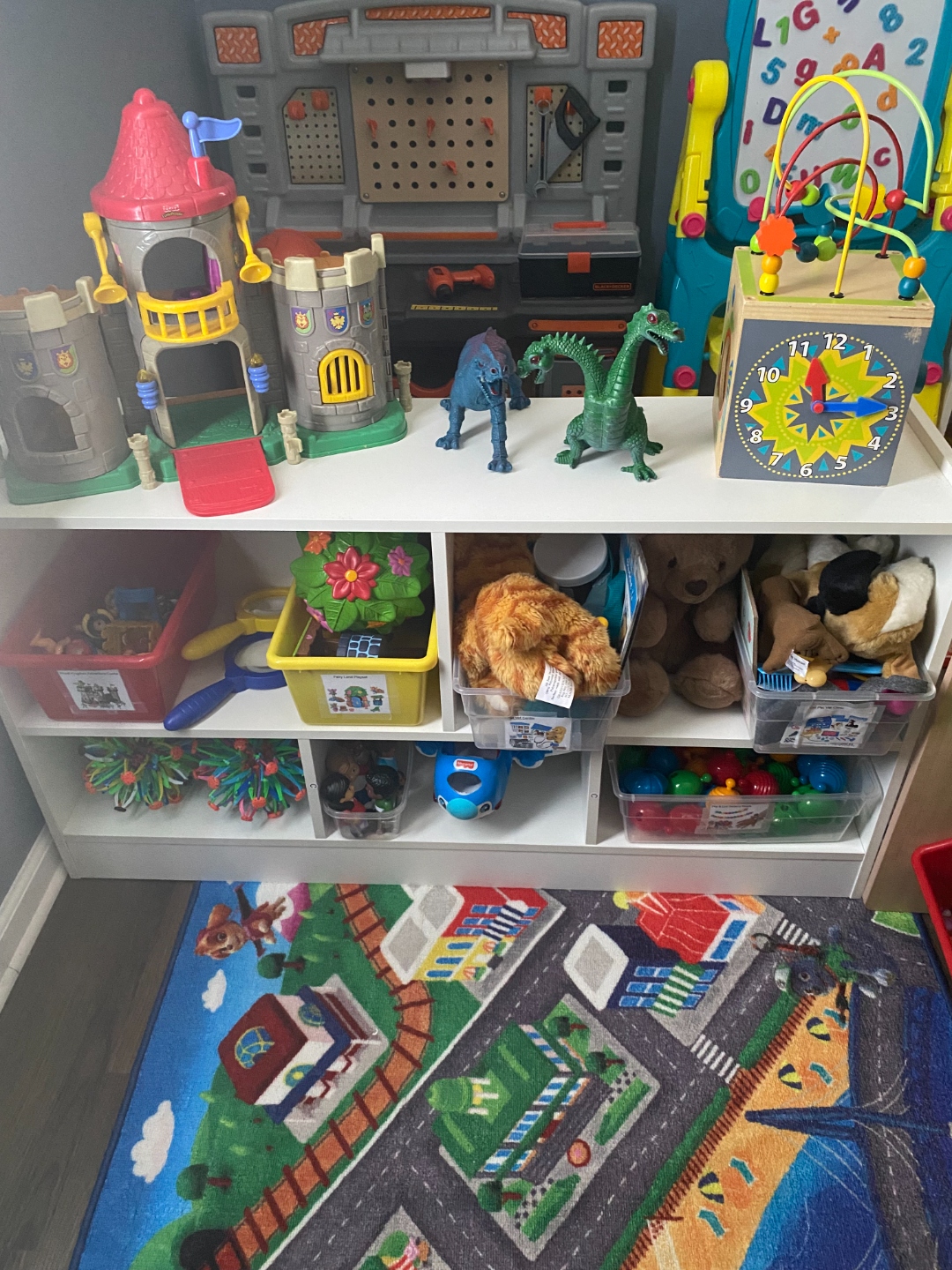 Organized toy storage and play area